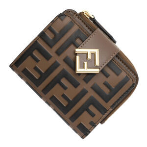 Fendi FF DIAMOND Bi fold Wallet Coin Brown